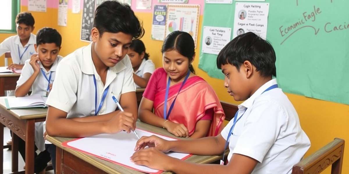 Economic Eagle India - Educational Use Students in a classroom using Economic Eagle India as part of their economics lesson