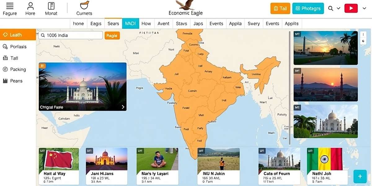 Economic Eagle India - Key Features Economic Eagle India features showcase including regional maps, multilingual support and cultural events